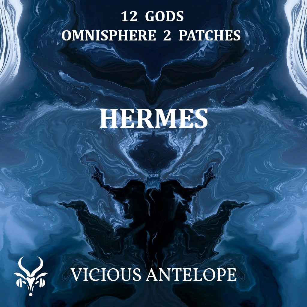 Hermes preset library cover artwork for Omnisphere 3 – Vicious Antelope