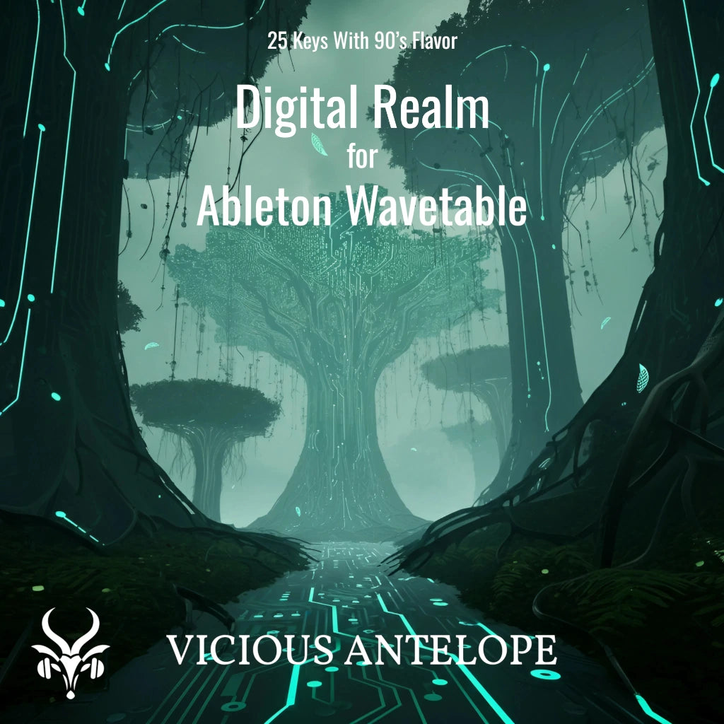 Digital Realm preset pack cover artwork for Ableton Wavetable– Vicious Antelope