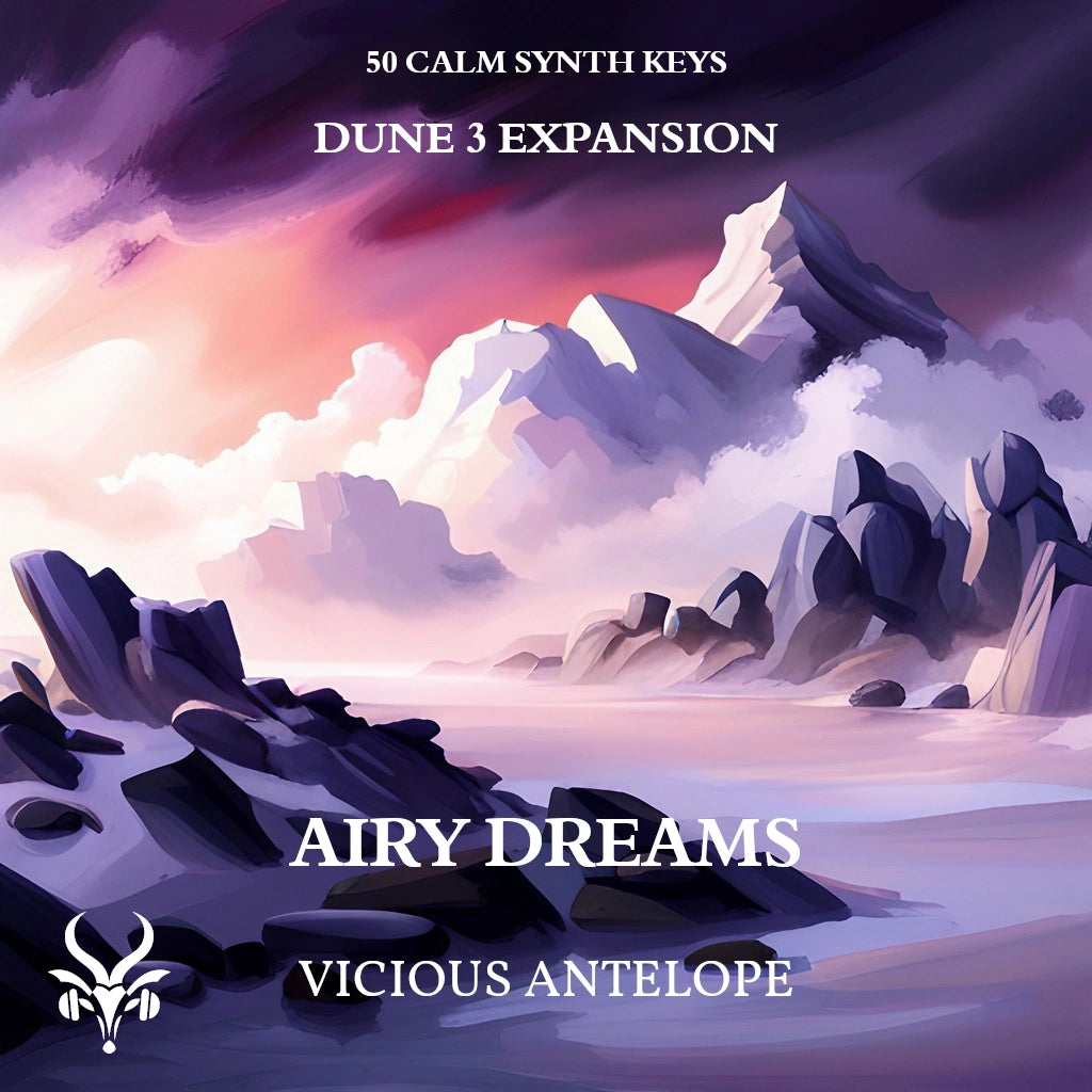 Airy Dreams preset library cover artwork for Dune 3 – Vicious Antelope