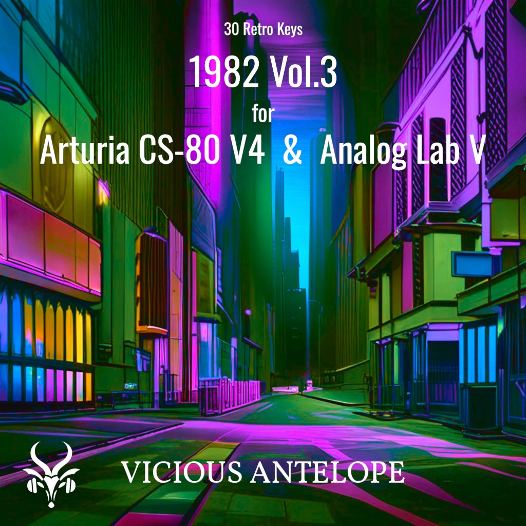 1982 Vol.3 preset pack cover artwork for Arturia CS-80 V4 – Vicious Antelope