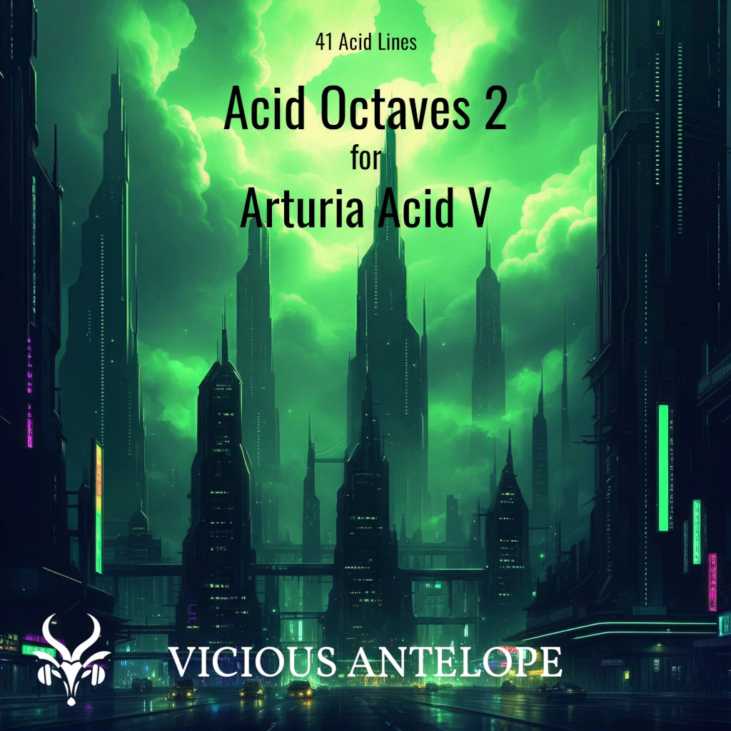 Acid Octaves 2 preset pack cover artwork for Arturia – Vicious Antelope