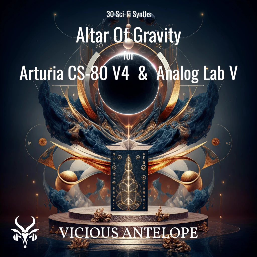 Altar Of Gravity preset pack cover artwork for Arturia CS-80 V4 – Vicious Antelope