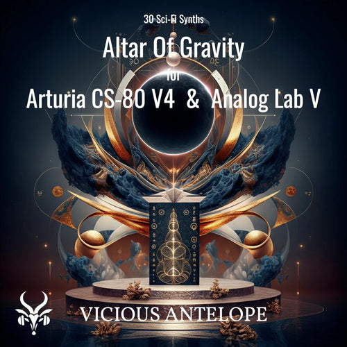 Altar Of Gravity preset pack cover artwork for Arturia CS-80 V4 – Vicious Antelope