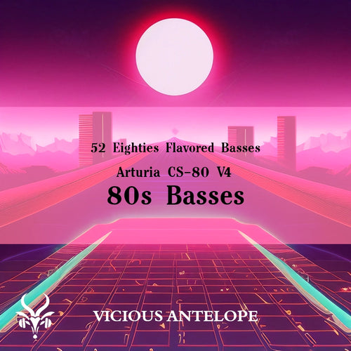 80s Basses preset pack cover artwork for Arturia CS-80 V4 – Vicious Antelope