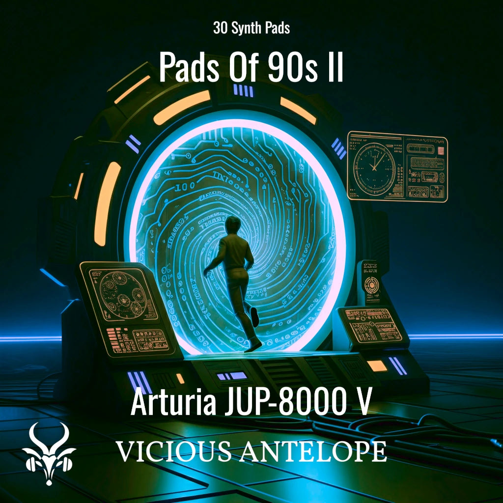 Pads Of 90s II preset pack cover artwork for Arturia – Vicious Antelope