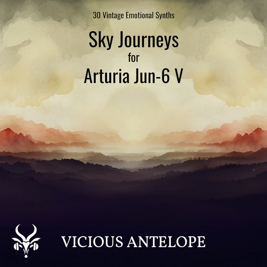 Sky Journeys preset pack cover artwork for Arturia – Vicious Antelope