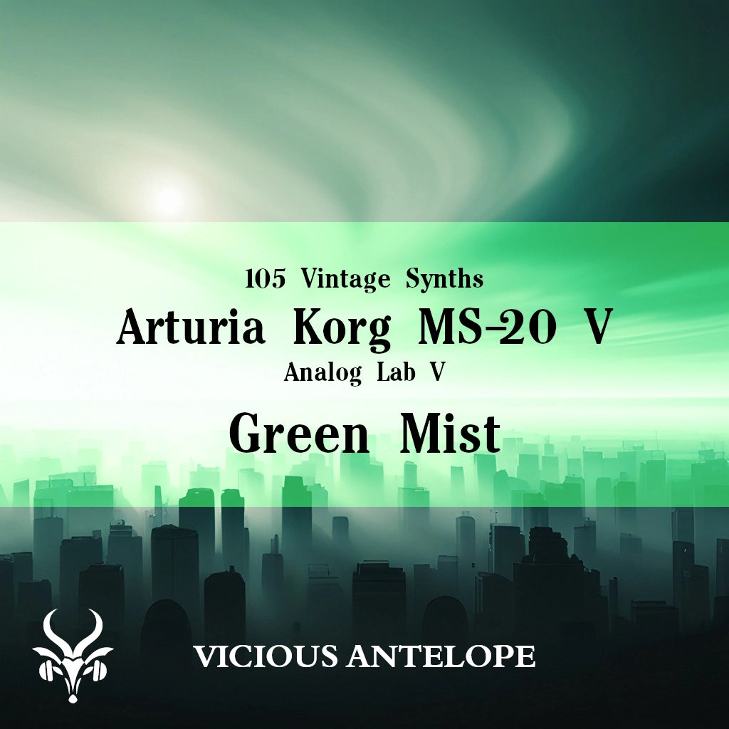 Green Mist preset pack cover artwork for Arturia – Vicious Antelope
