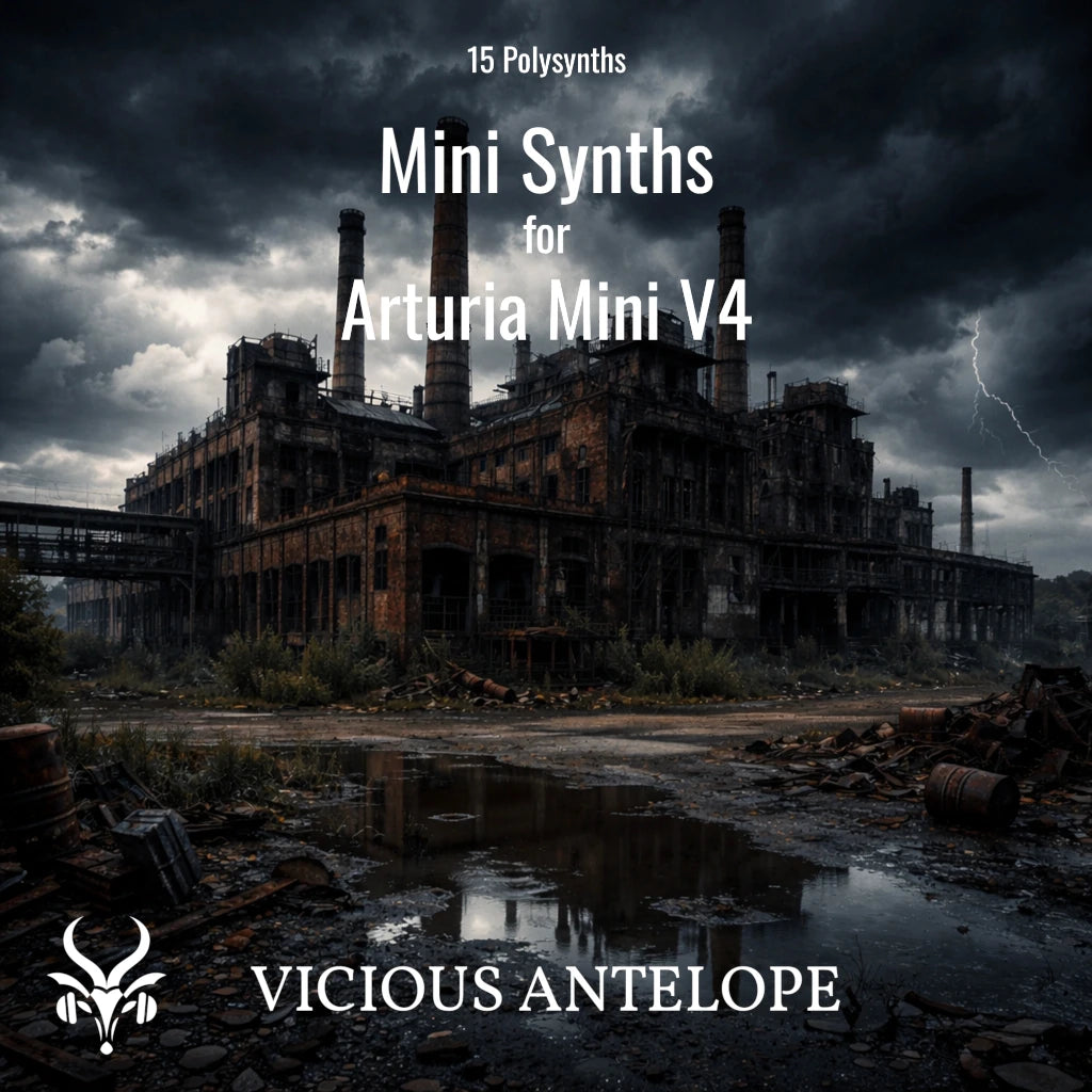 Mini Synths preset pack cover artwork for Arturia – Vicious Antelope