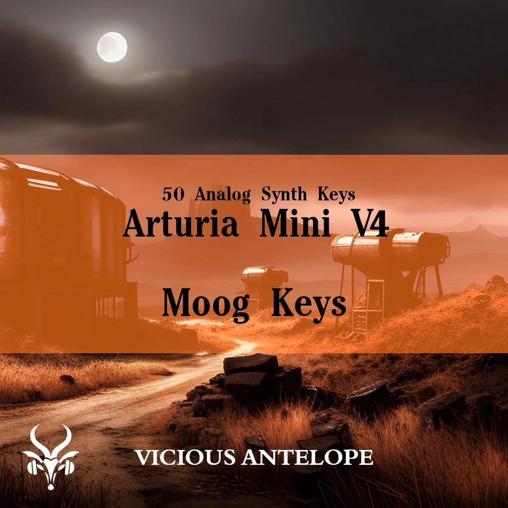 Moog keys preset pack cover artwork for Arturia – Vicious Antelope