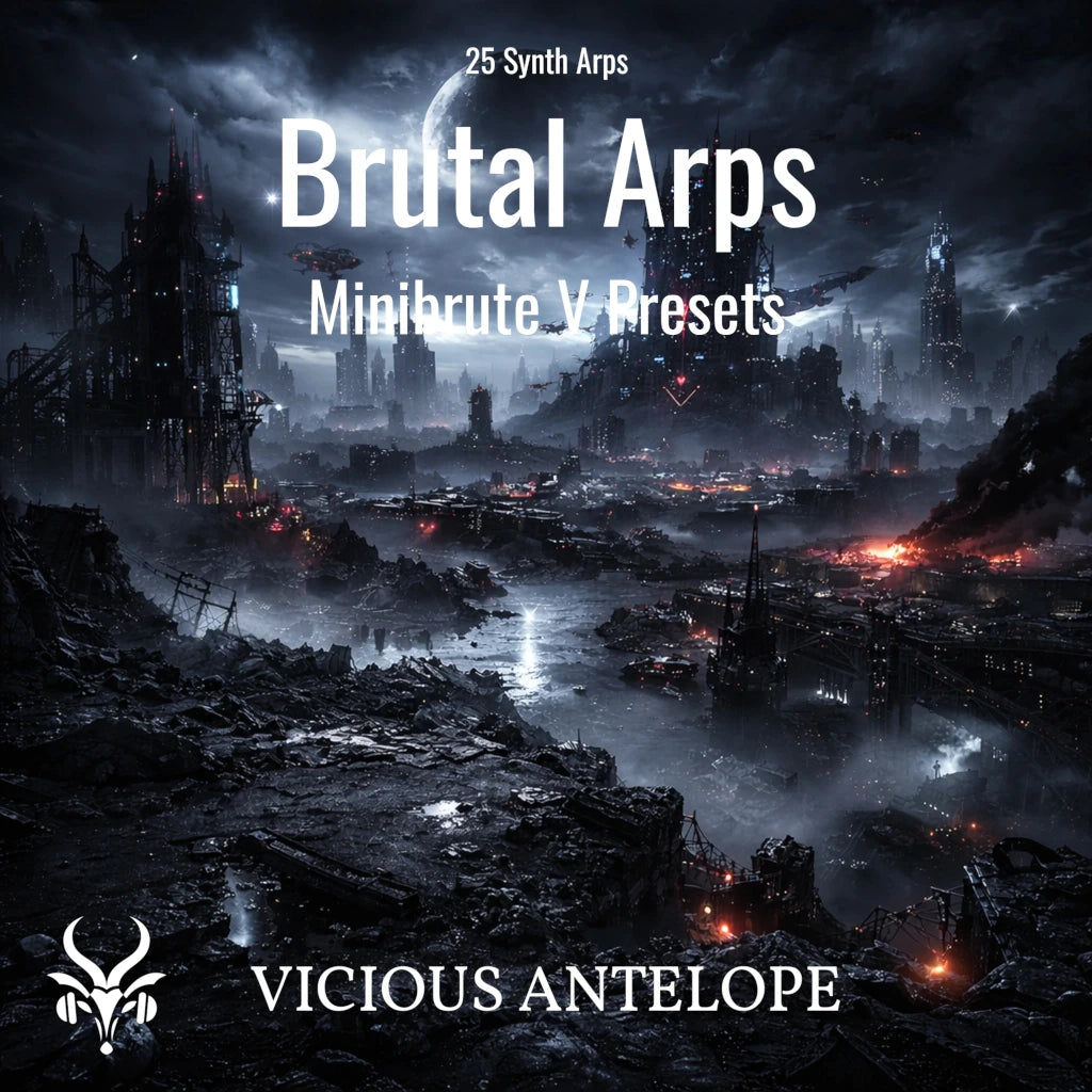 Brutal Arps preset pack cover artwork for Arturia – Vicious Antelope