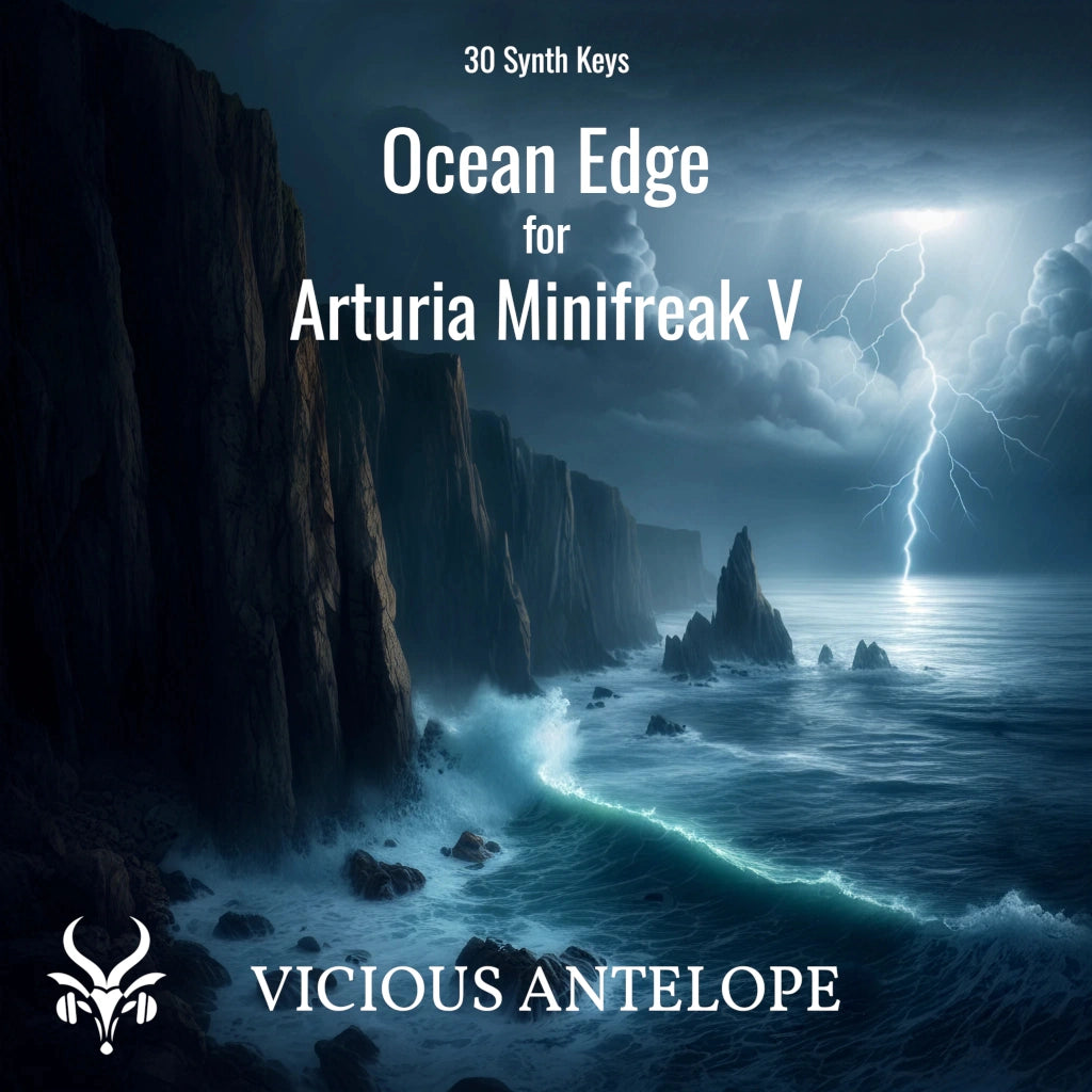 Ocean Edge preset pack cover artwork for Arturia – Vicious Antelope