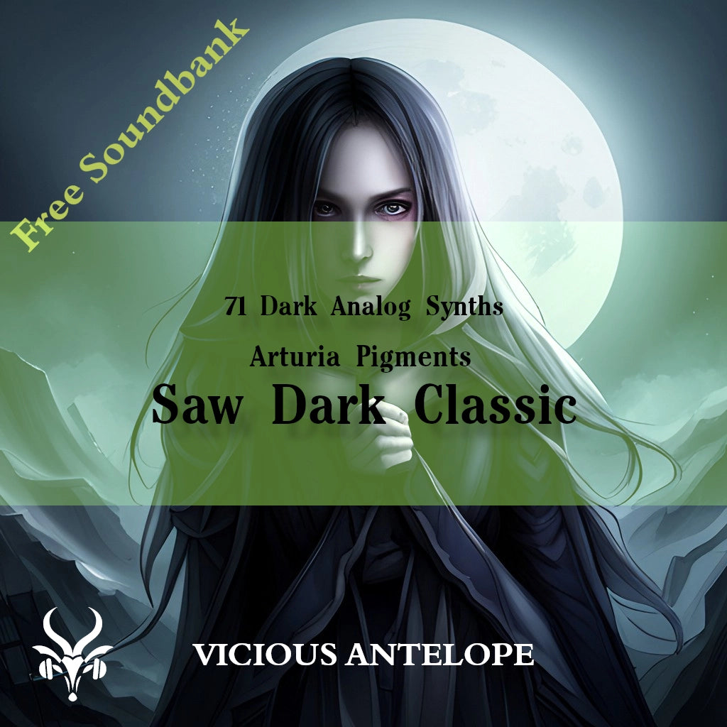 Saw Dark Classic preset pack cover artwork for Arturia Pigments – Vicious Antelope