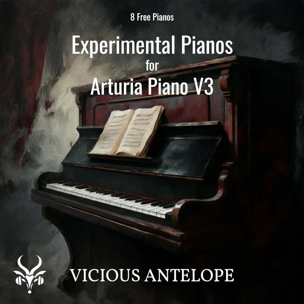 Experimental Pianos preset pack cover artwork for Arturia – Vicious Antelope