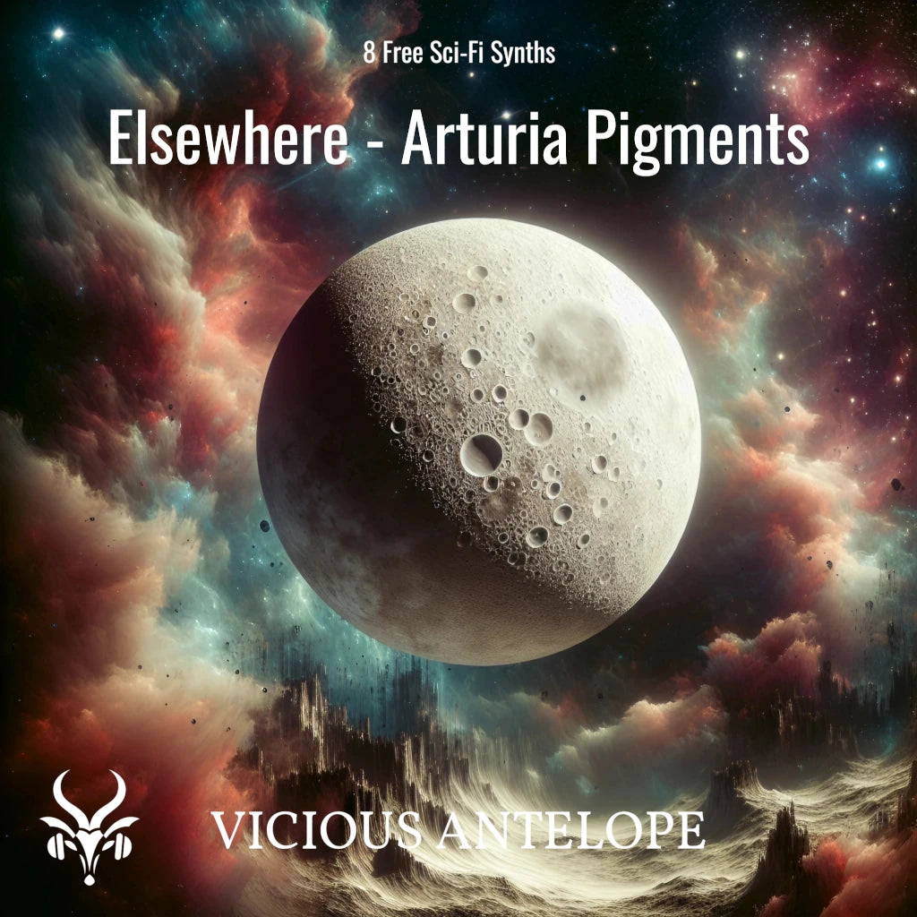 Elsewhere preset pack cover artwork for Arturia Pigments – Vicious Antelope