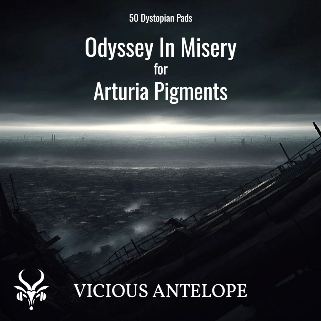 Odyssey In Misery preset pack cover artwork for Arturia Pigments – Vicious Antelope