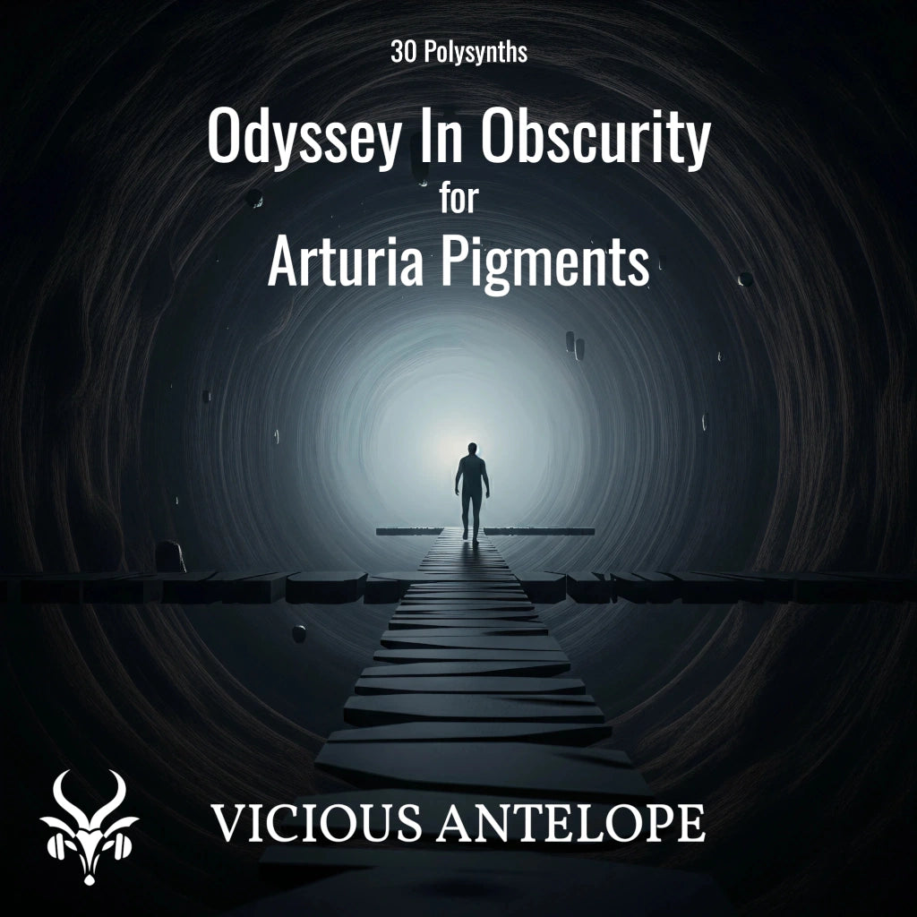 Odyssey In Obscurity preset pack cover artwork for Arturia Pigments – Vicious Antelope
