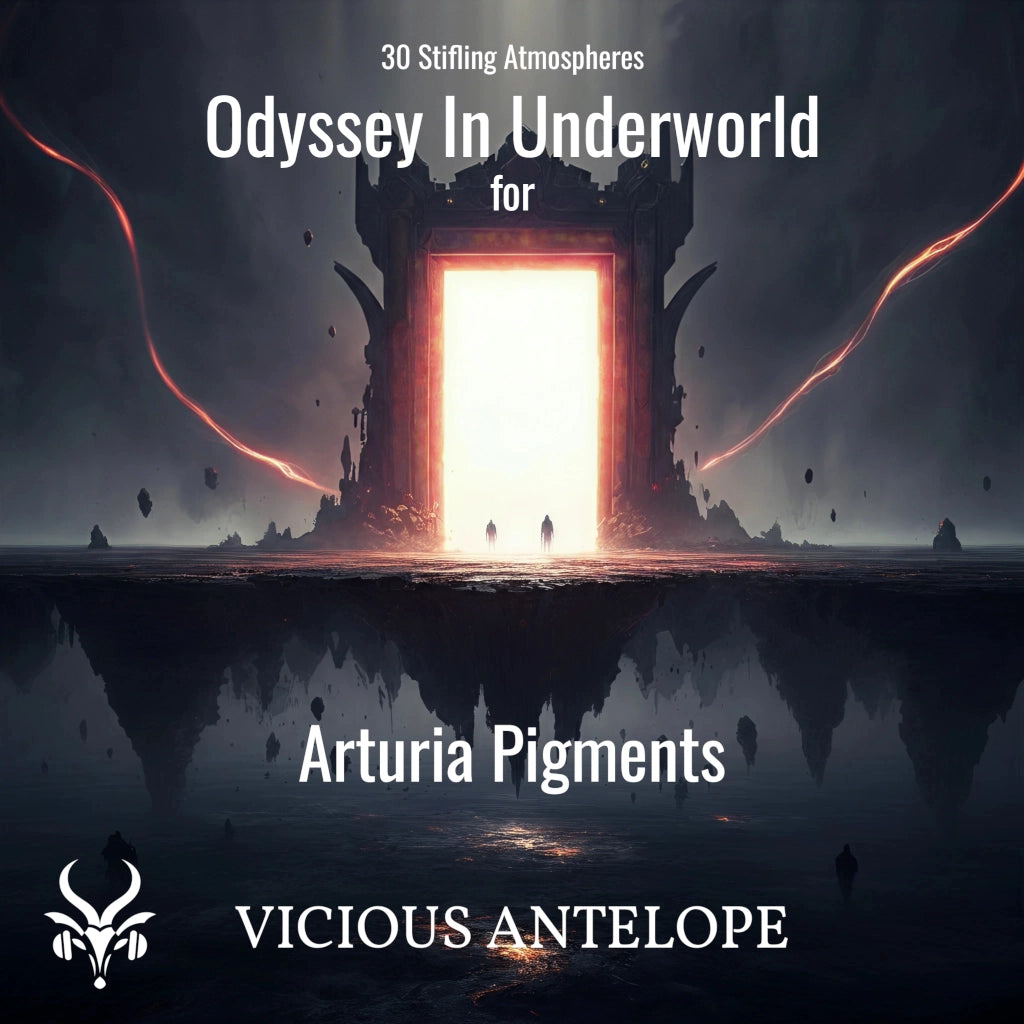 Odyssey In Underworld preset pack cover artwork for Arturia Pigments – Vicious Antelope