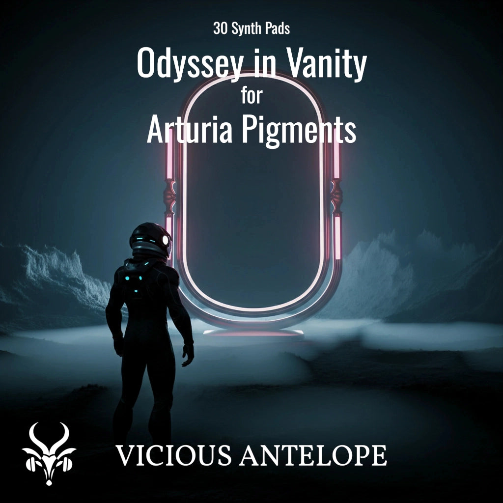 Odyssey In Vanity preset pack cover artwork for Arturia Pigments – Vicious Antelope