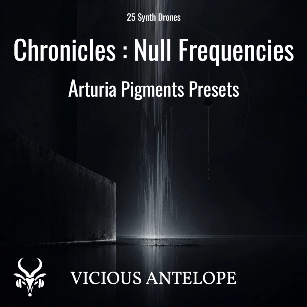 Dark ambient drone presets artwork for Arturia Pigments soundbank Null Frequencies