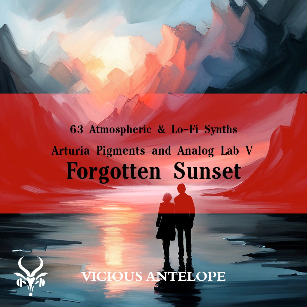 Forgotten Sunset preset pack cover artwork for Arturia Pigments – Vicious Antelope