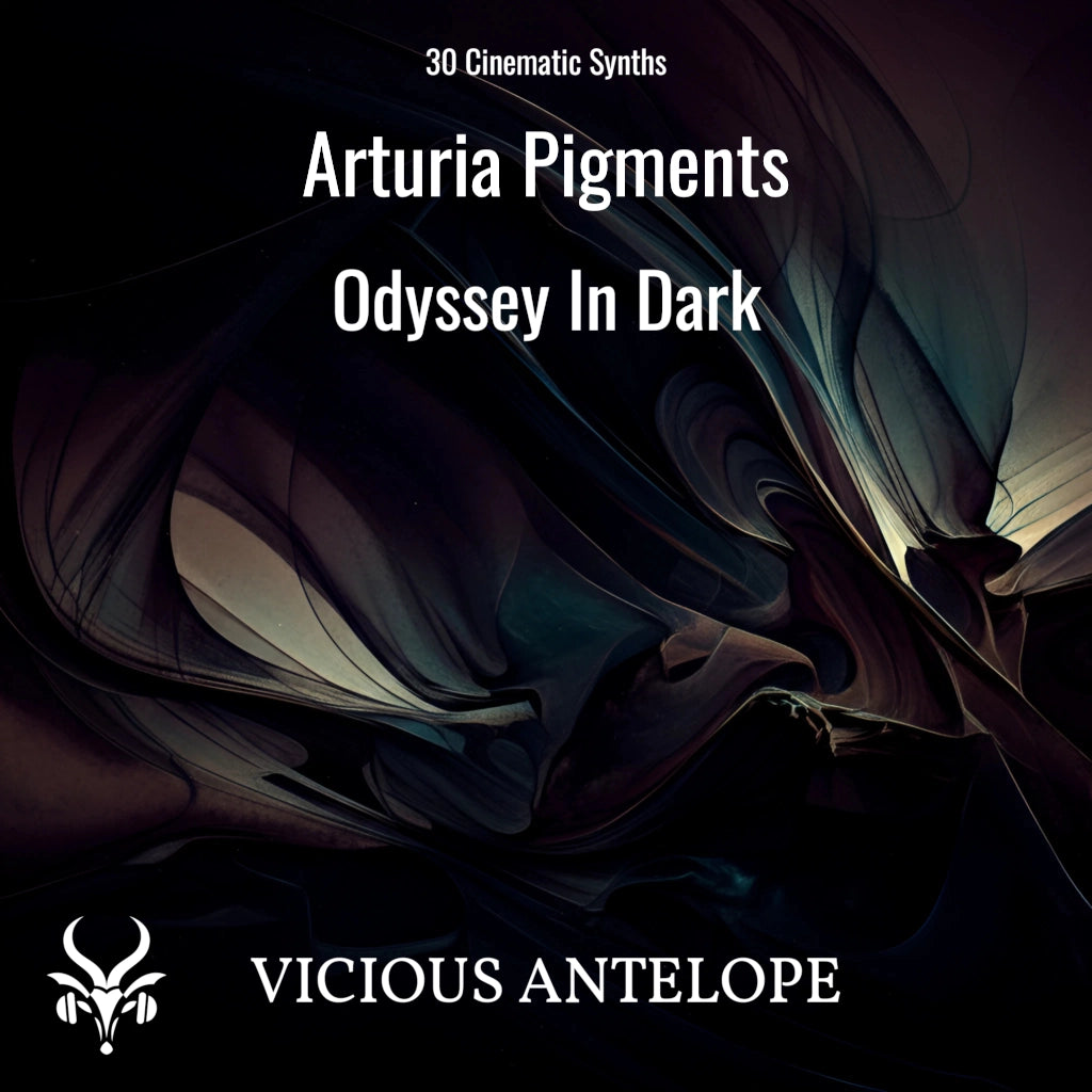 Odyssey In Dark preset pack cover artwork for Arturia Pigments – Vicious Antelope