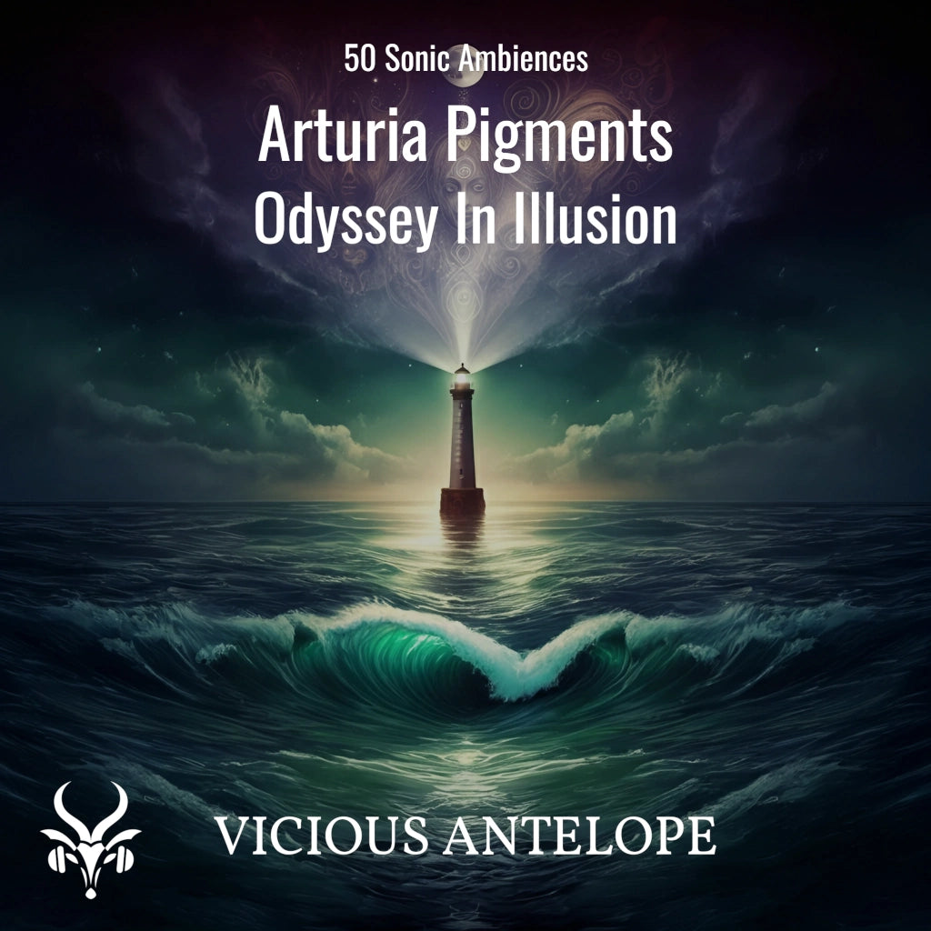 Odyssey In Illusion preset pack cover artwork for Arturia Pigments – Vicious Antelope