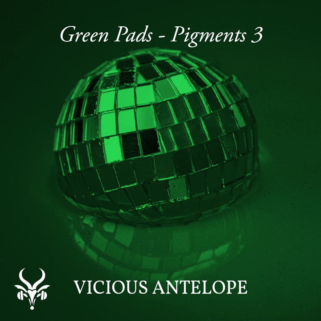 Green Pads preset pack cover artwork for Arturia Pigments – Vicious Antelope