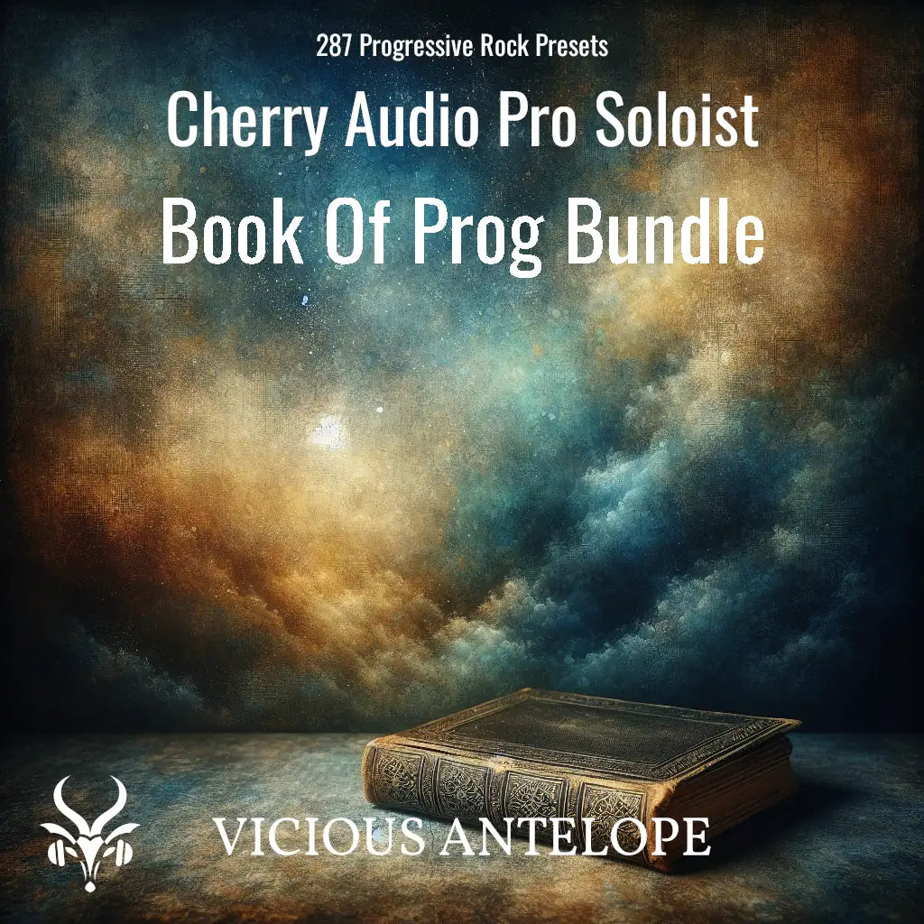 Book Of Prog Bundle preset pack cover artwork for Cherry Audio – Vicious Antelope
