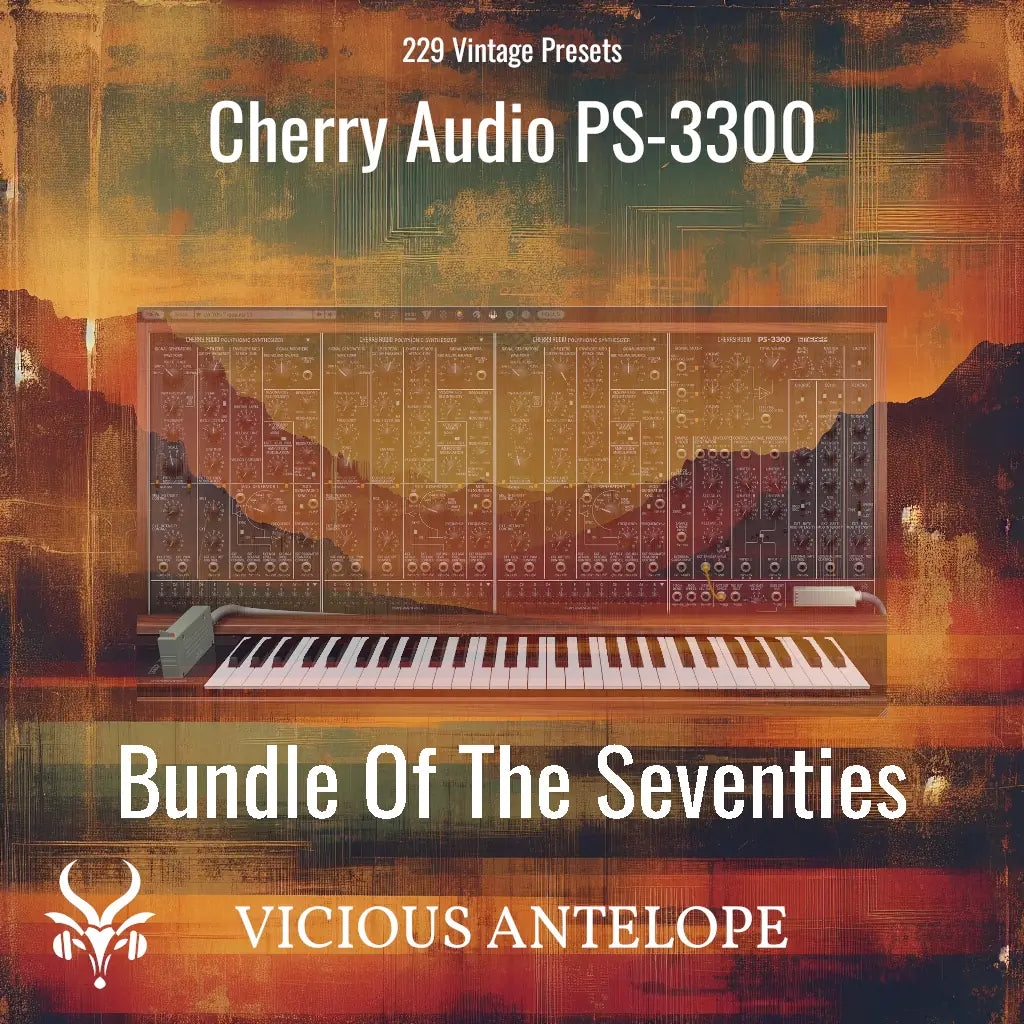Bundle Of the Seventies preset pack cover artwork for Cherry Audio – Vicious Antelope