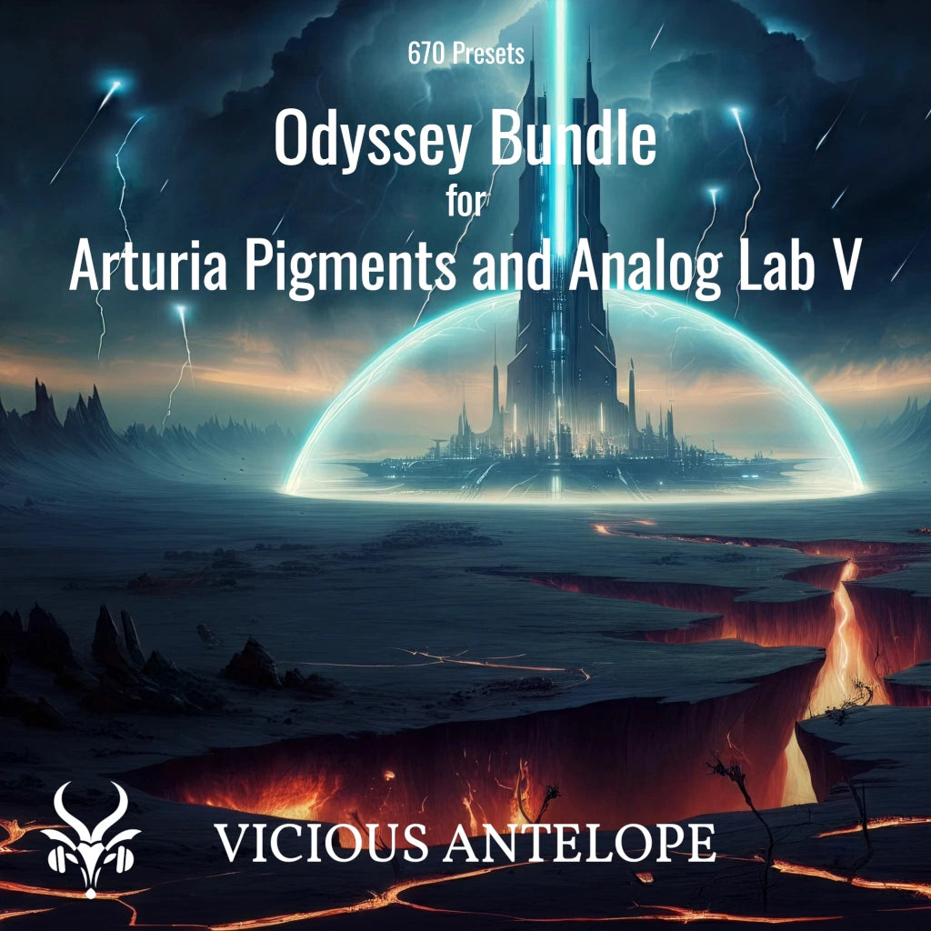 Odyssey Bundle preset pack cover artwork for Arturia Pigments – Vicious Antelope