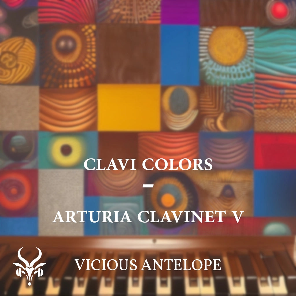 CLAVI COLORS preset pack cover artwork for Arturia – Vicious Antelope