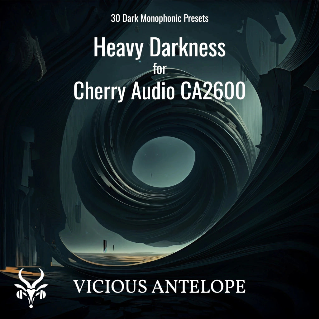 Heavy Darkness preset pack cover artwork for Cherry Audio – Vicious Antelope