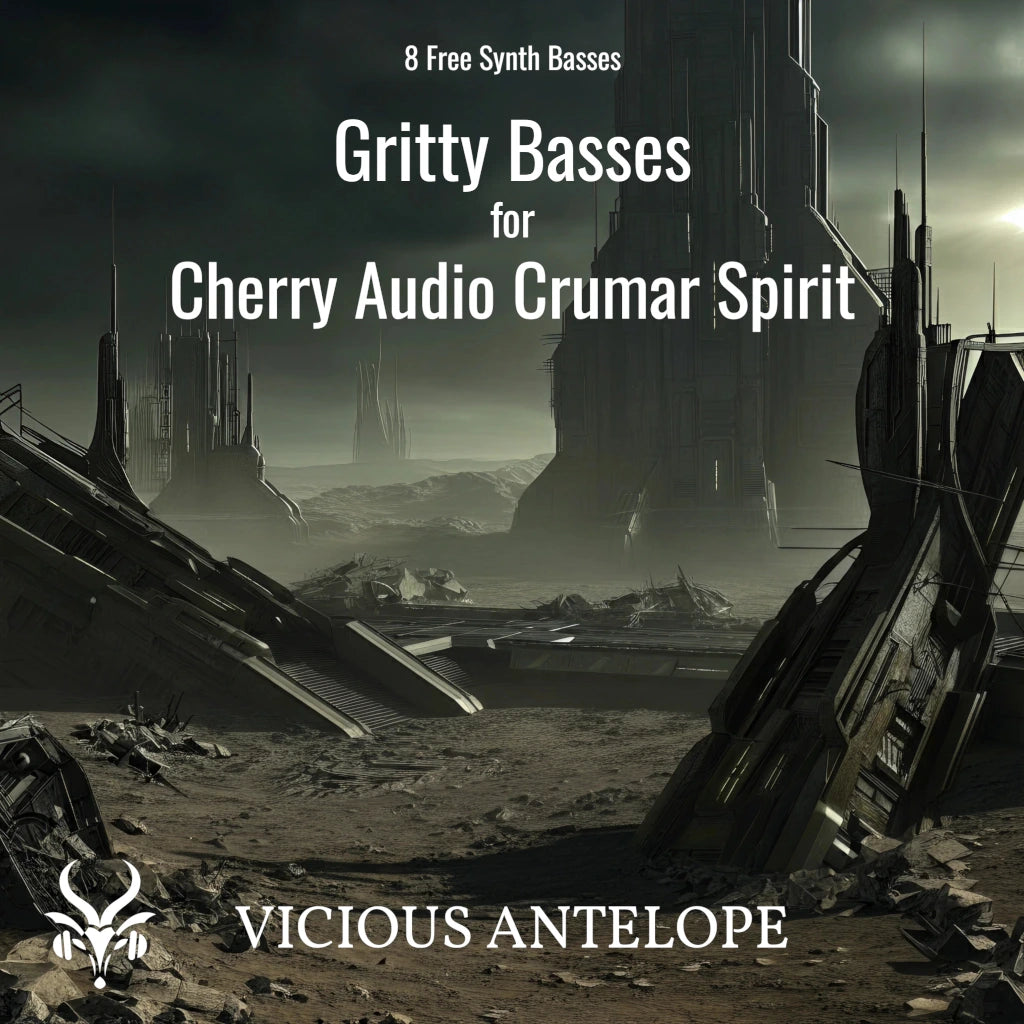 Gritty Basses preset pack cover artwork for Cherry Audio – Vicious Antelope