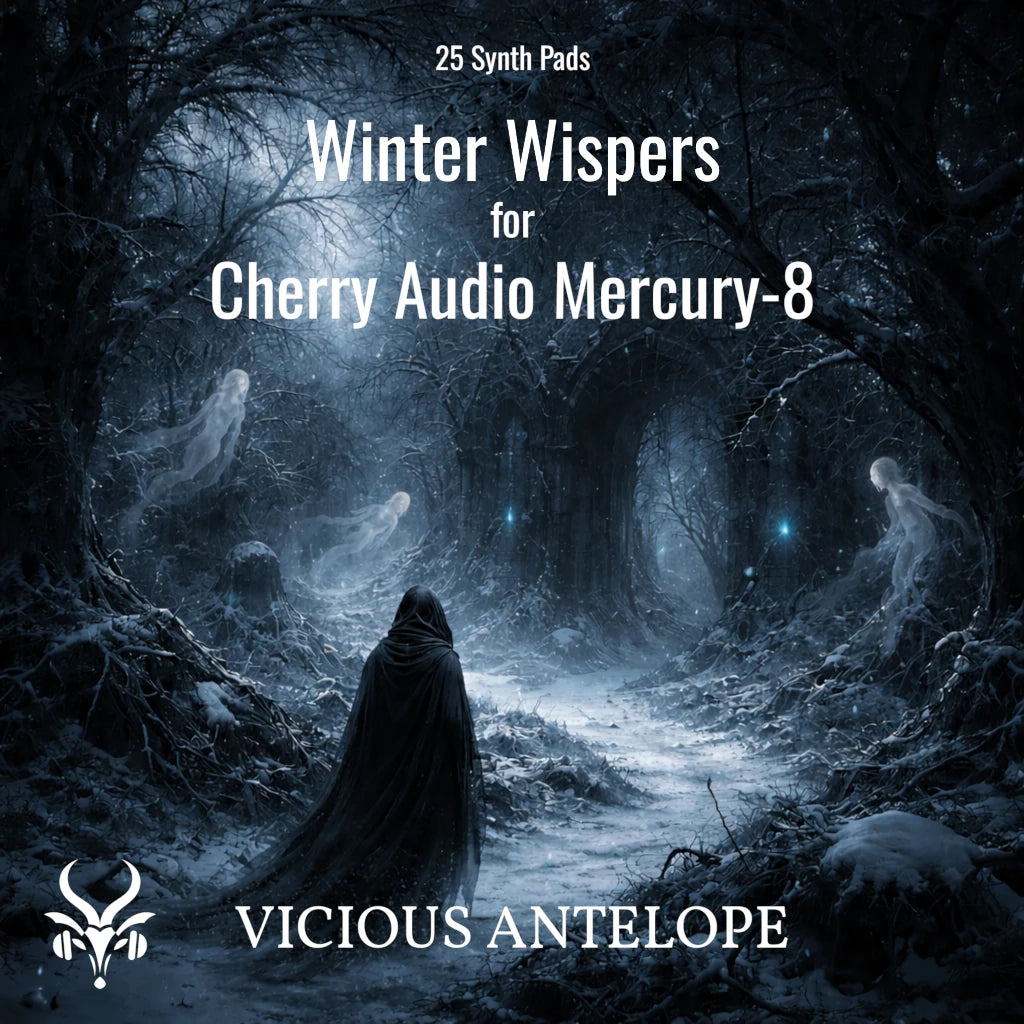 Winter Whispers preset pack cover artwork for Cherry Audio – Vicious Antelope