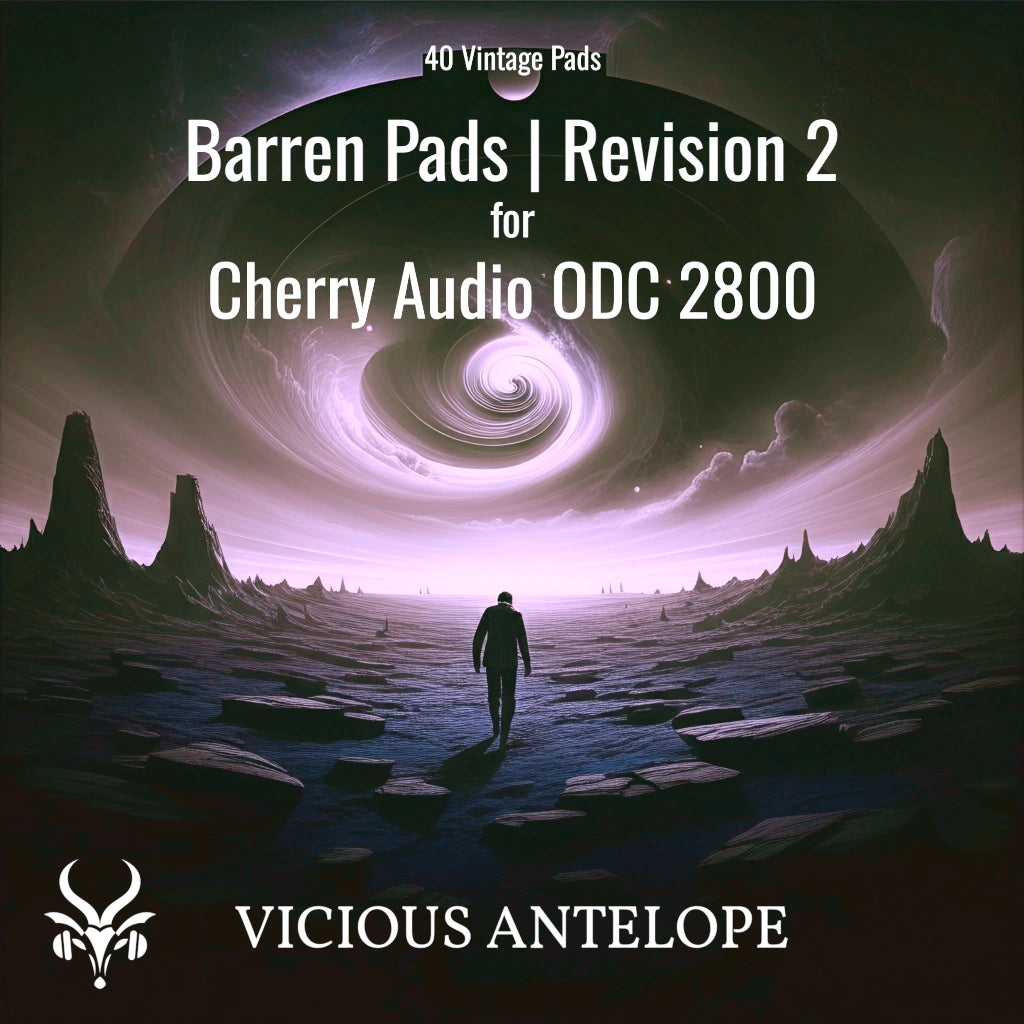 Barren Pads Revision 2 preset pack cover artwork for Cherry Audio – Vicious Antelope