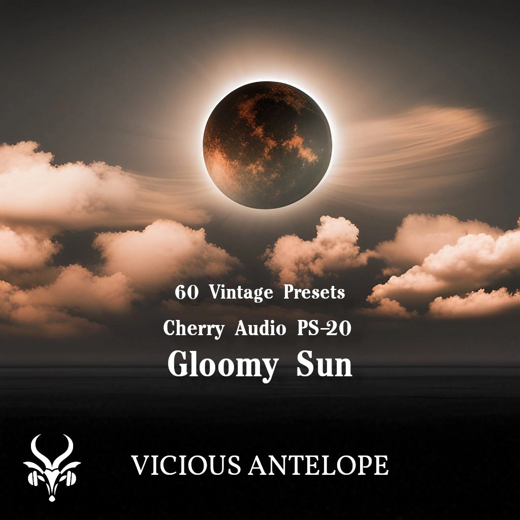 Gloomy Sun preset pack cover artwork for Cherry Audio – Vicious Antelope