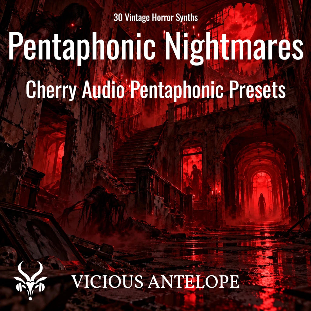 Pentaphonic Nightmares cover artwork for 30 Cherry Audio Pentaphonic horror synth presets