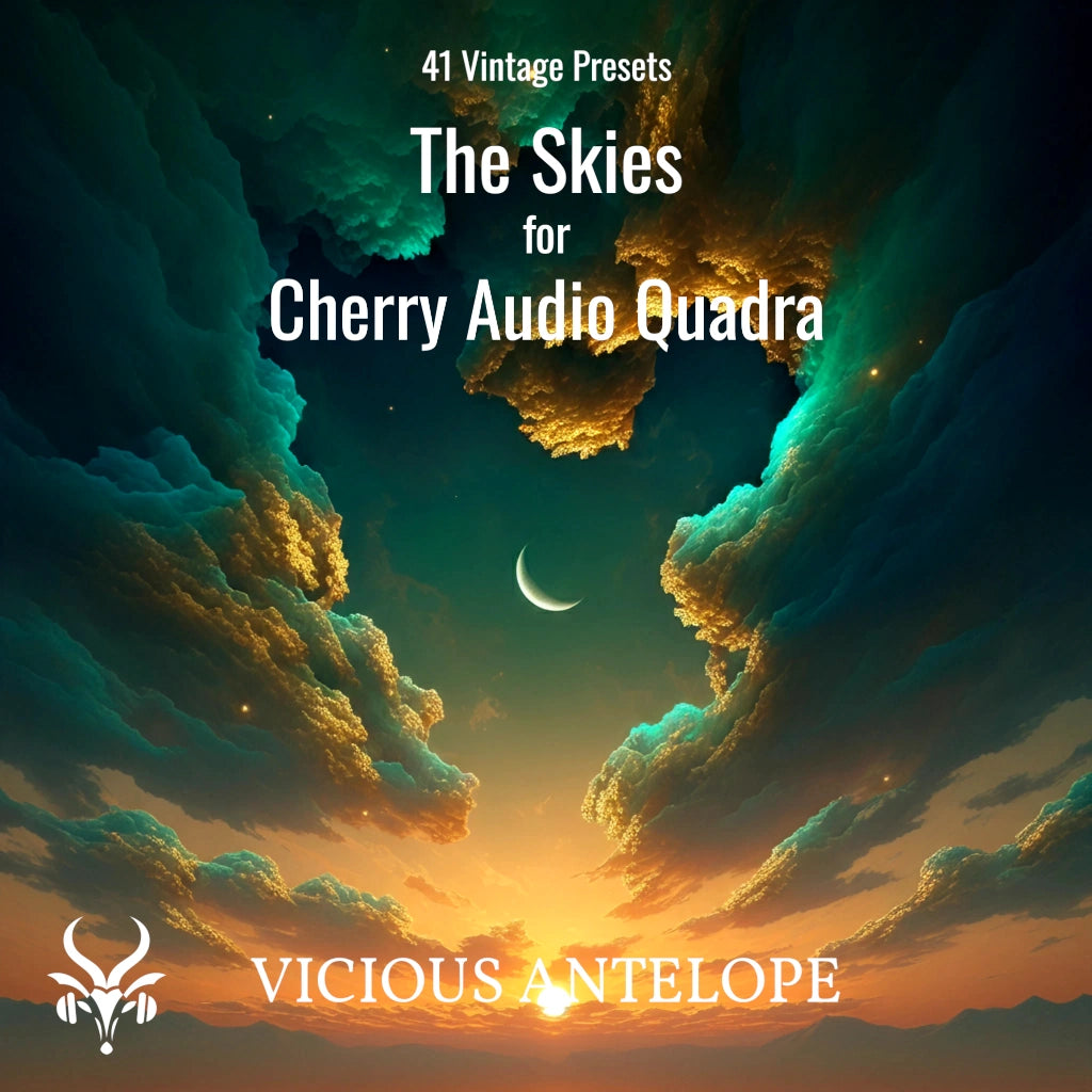The Skies preset pack cover artwork for Cherry Audio – Vicious Antelope