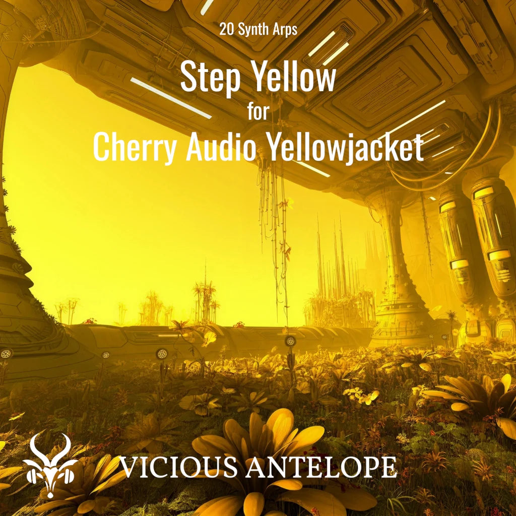 Step Yellow preset pack cover artwork for Cherry Audio – Vicious Antelope