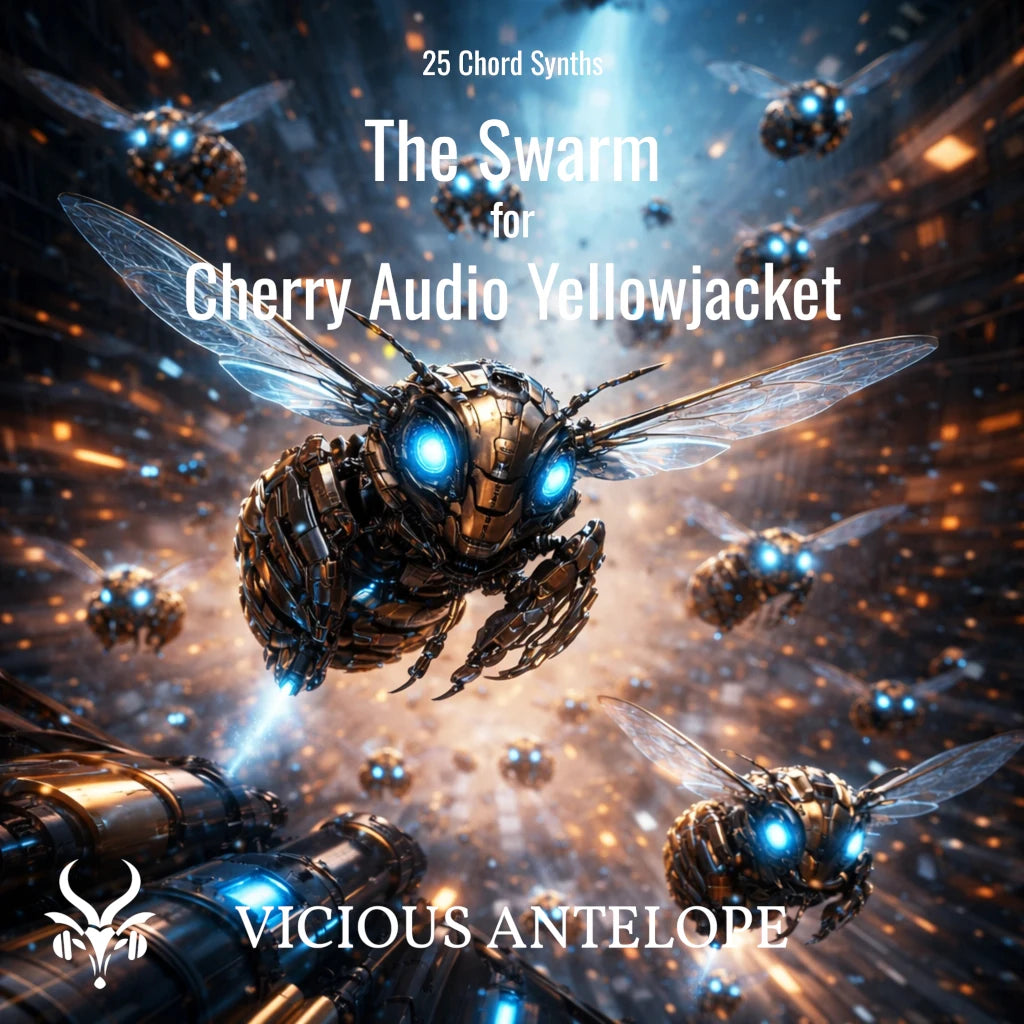 The Swarm preset pack cover artwork for Cherry Audio – Vicious Antelope