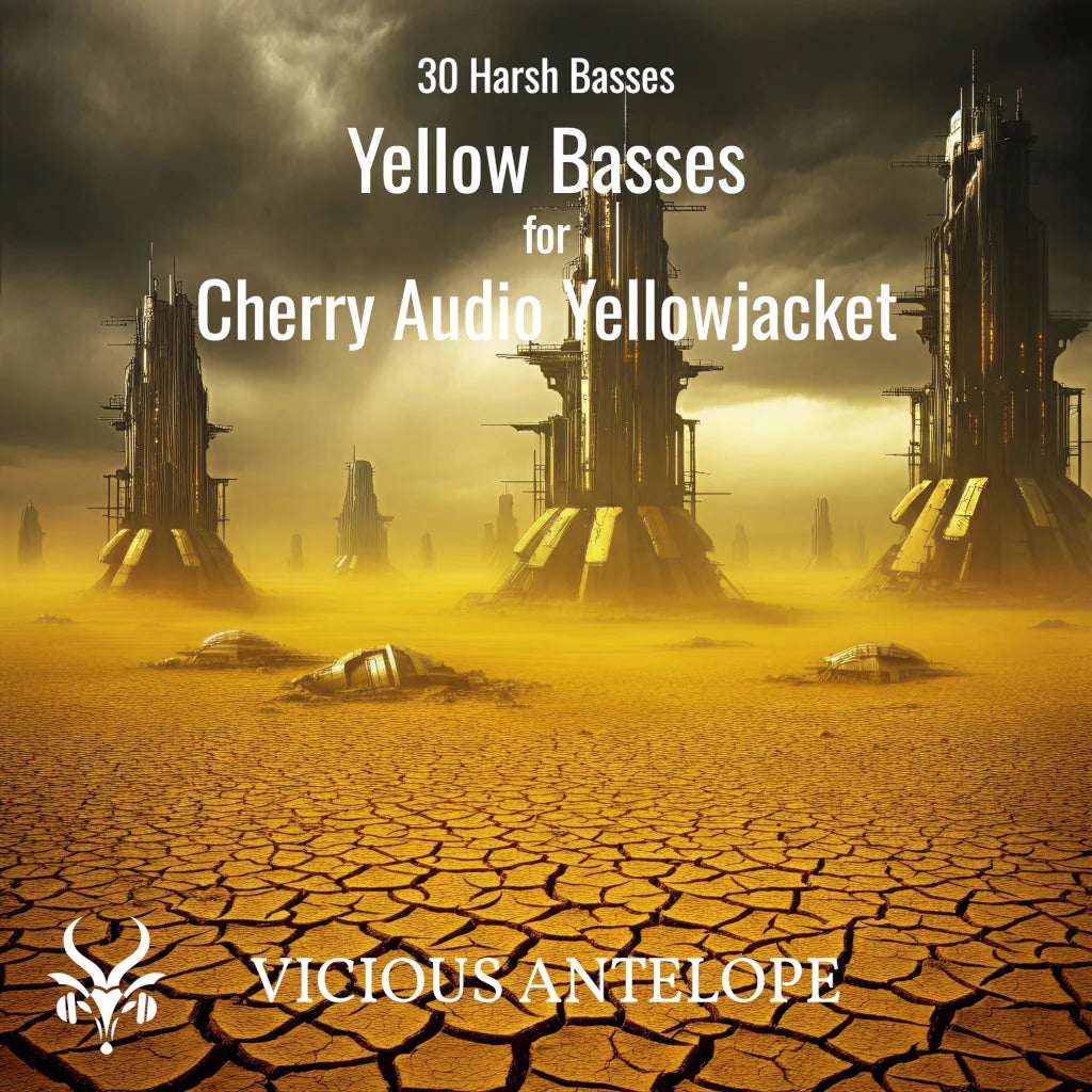 Yellow Basses preset pack cover artwork for Cherry Audio – Vicious Antelope