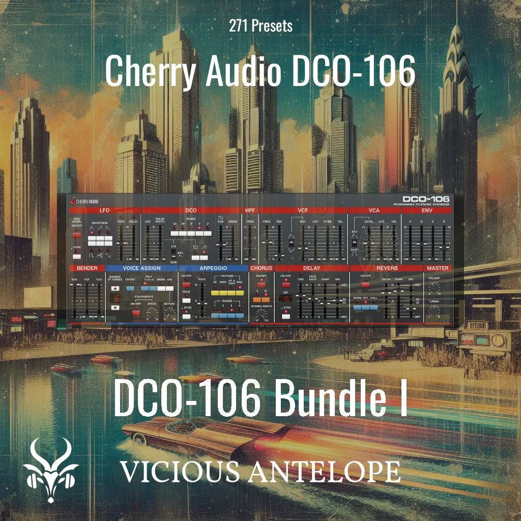 DCO-106 Bundle I preset pack cover artwork for Cherry Audio – Vicious Antelope