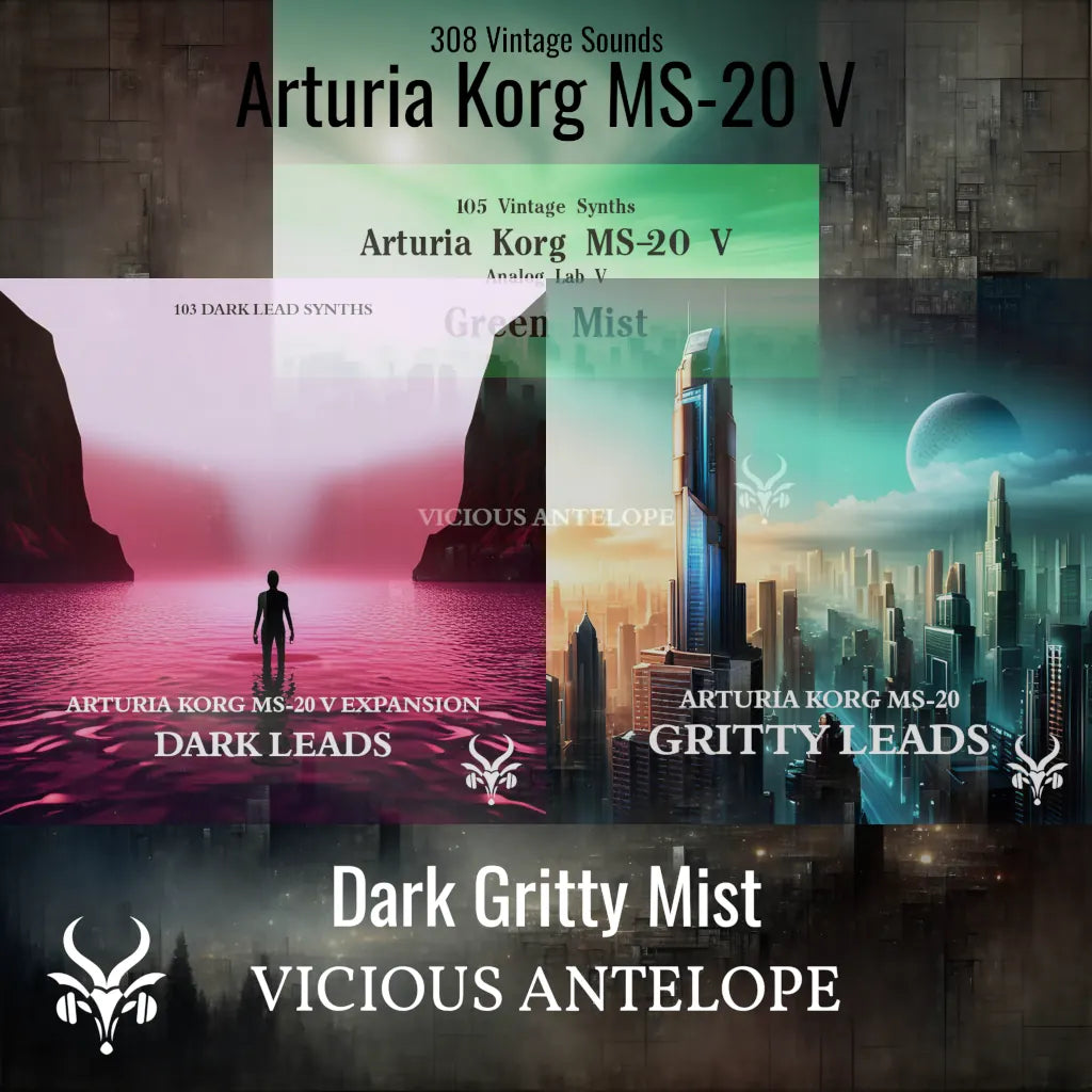 Dark Gritty Mist preset pack cover artwork for Arturia – Vicious Antelope
