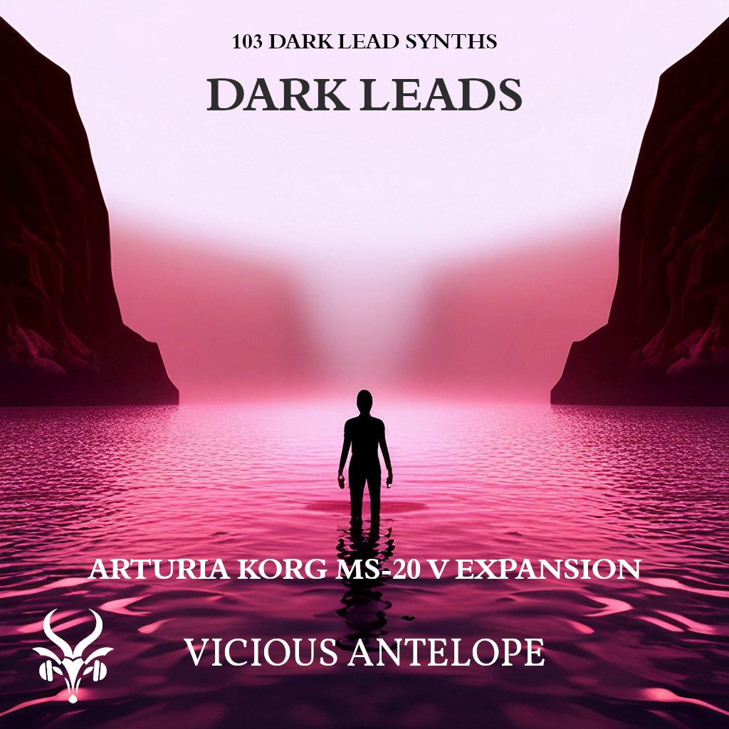 Dark Leads preset pack cover artwork for Arturia – Vicious Antelope
