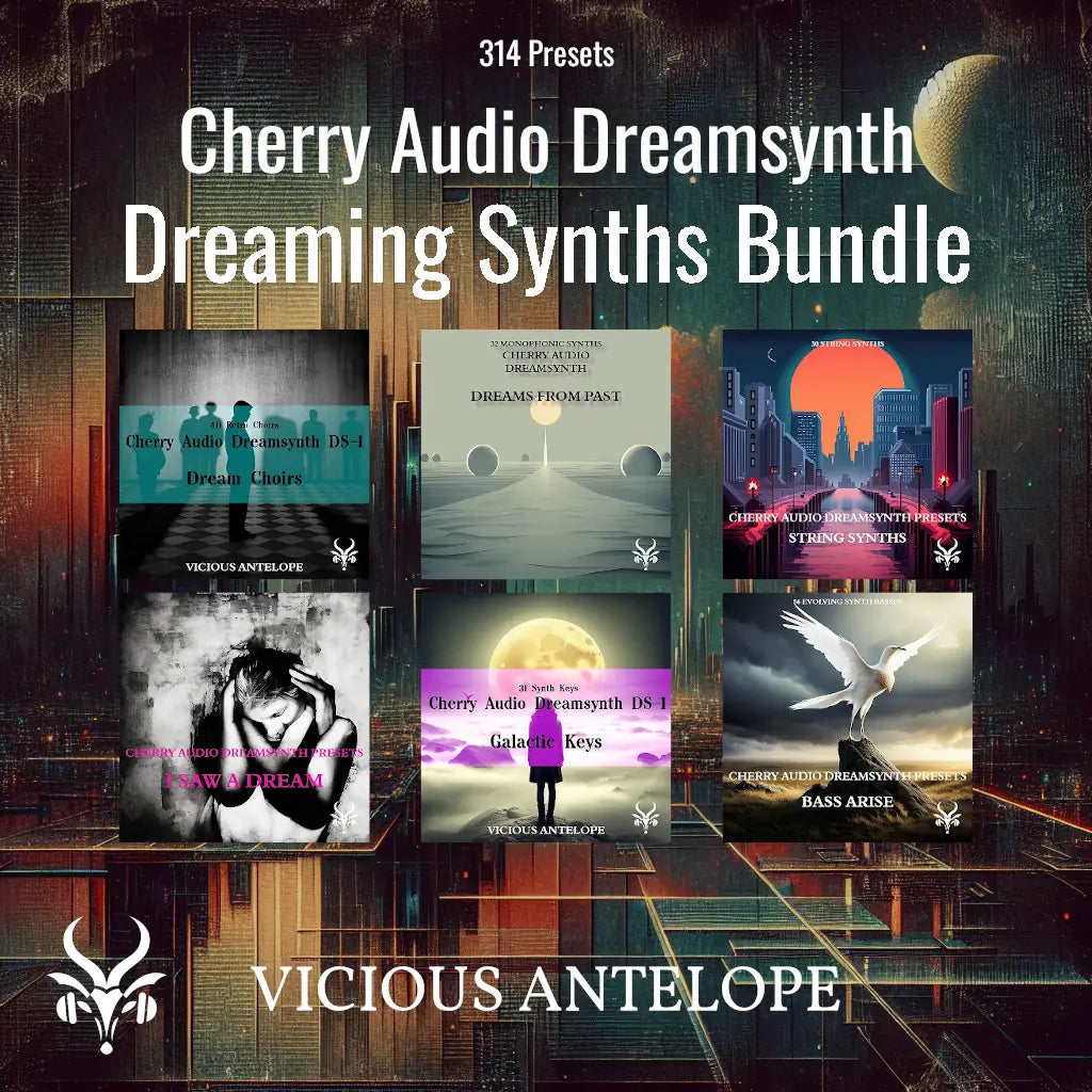 Dreaming Synths Bundle preset pack cover artwork for Cherry Audio – Vicious Antelope