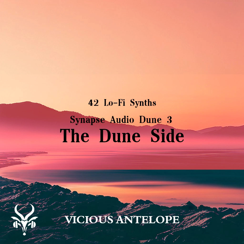 The Dune Side preset library cover artwork for Dune 3 – Vicious Antelope