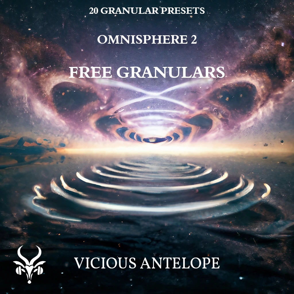 Free Granulars preset library cover artwork for Omnisphere 3 – Vicious Antelope