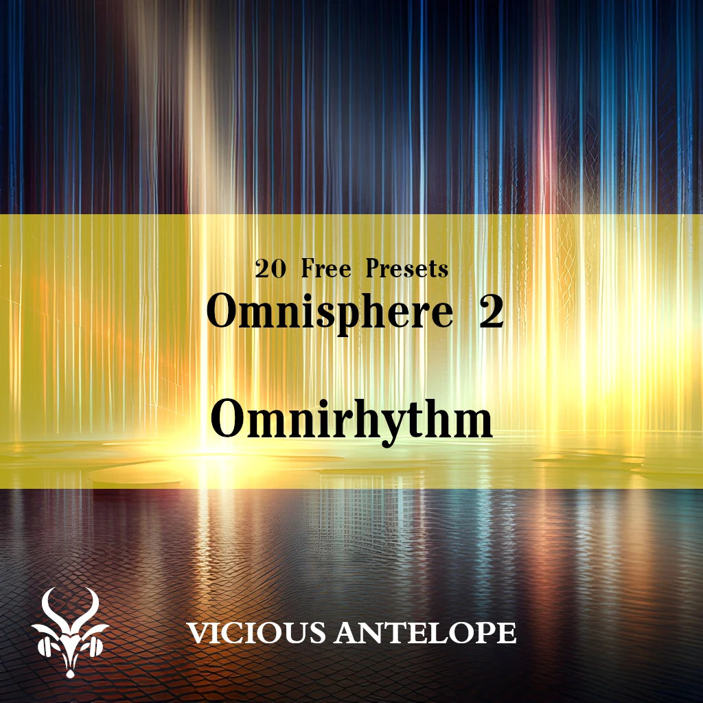 Omnirhythm preset library cover artwork for Omnisphere 3 – Vicious Antelope