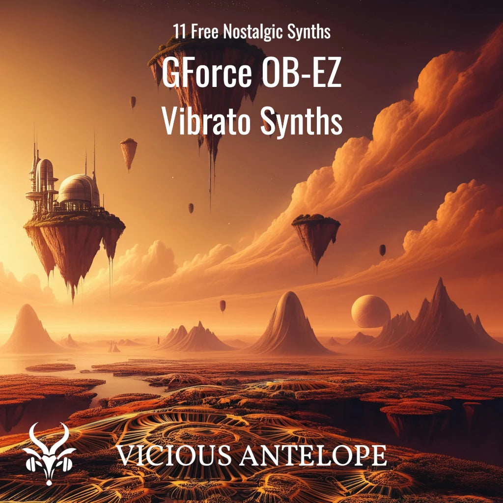 Vibrato Synths preset pack cover artwork for GForce OB-EZ – Vicious Antelope