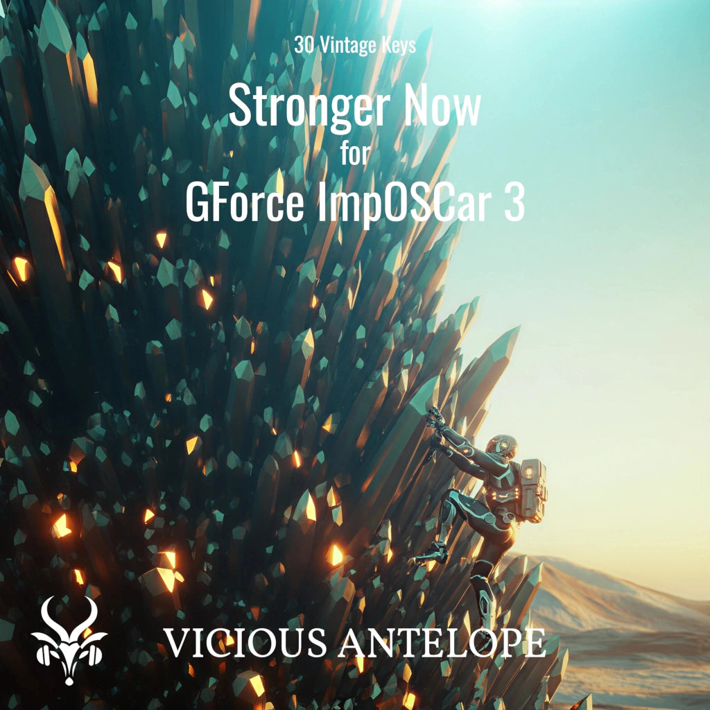 Stronger Now preset pack cover artwork for GForce ImpOSCAr 3 – Vicious Antelope